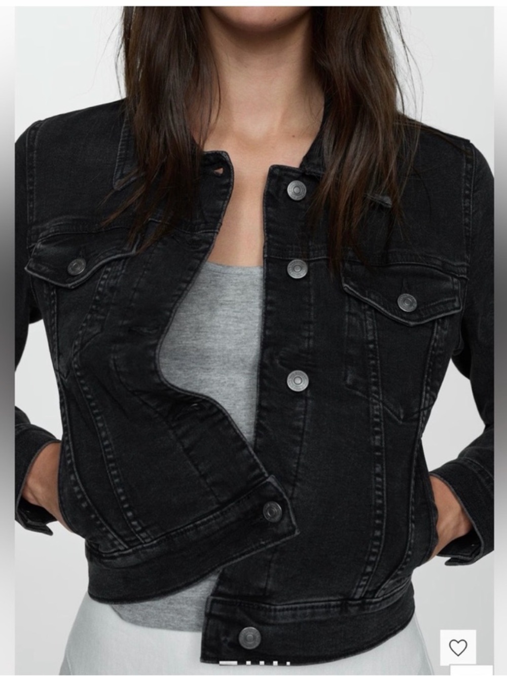 Mango Black Women's Pocketed Denim Jacket NWT Sz small